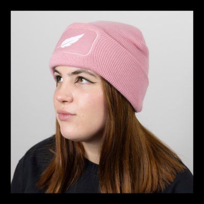 Bonnet Rose avec Plume en blanc – Image 5