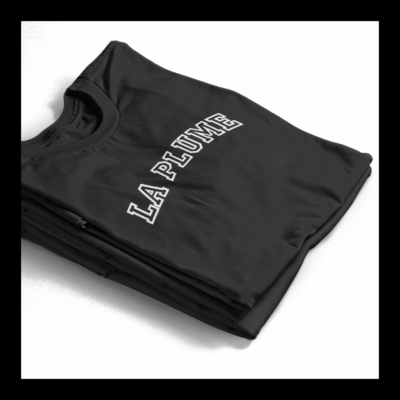 T-shirt noir Unisexe - lettrage La Plume Universitaire en blanc – Image 4