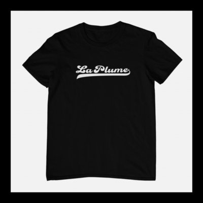 T-shirt noir Unisexe - lettrage La Plume Baseball en blanc – Image 3