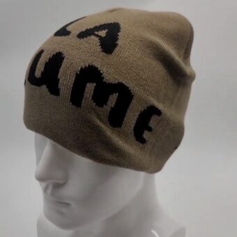 Bonnet en tricot kaki et noir – La Plume