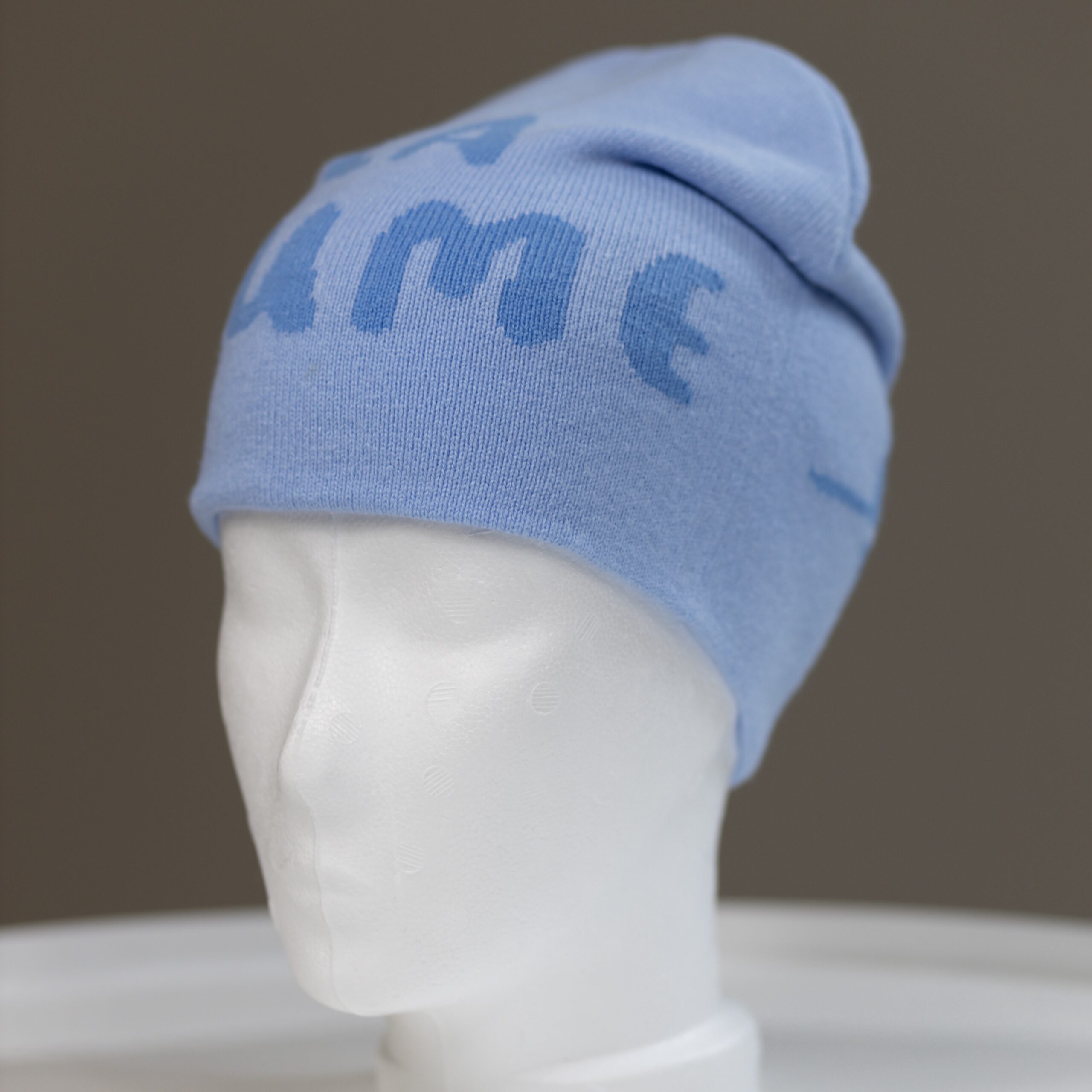 Bonnet en tricot bleu ciel et bleu – La Plume – Image 2