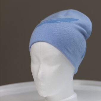 Bonnet en tricot bleu ciel et bleu – La Plume