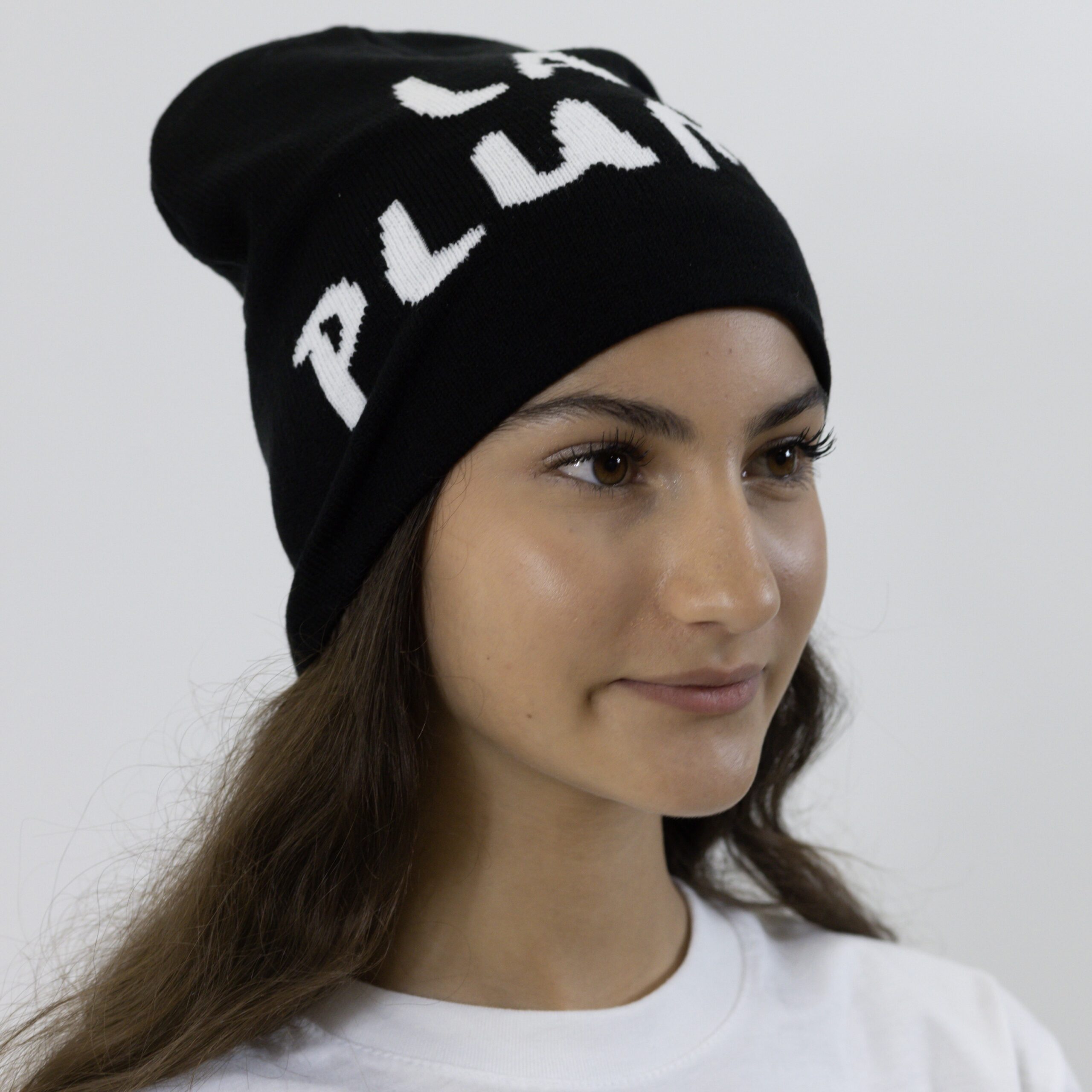 Bonnet en tricot noir et blanc – La Plume – Image 2